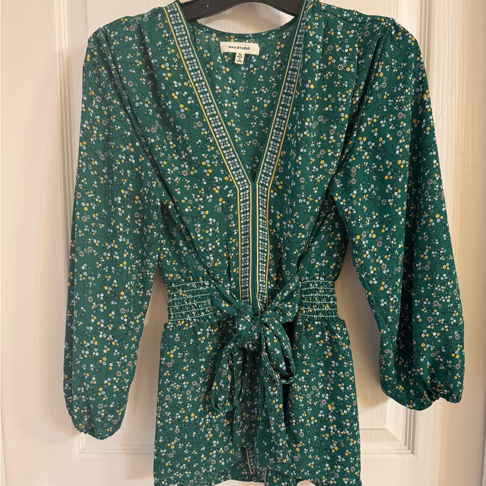 Green Floral Women's Top BCBG MaxAzria